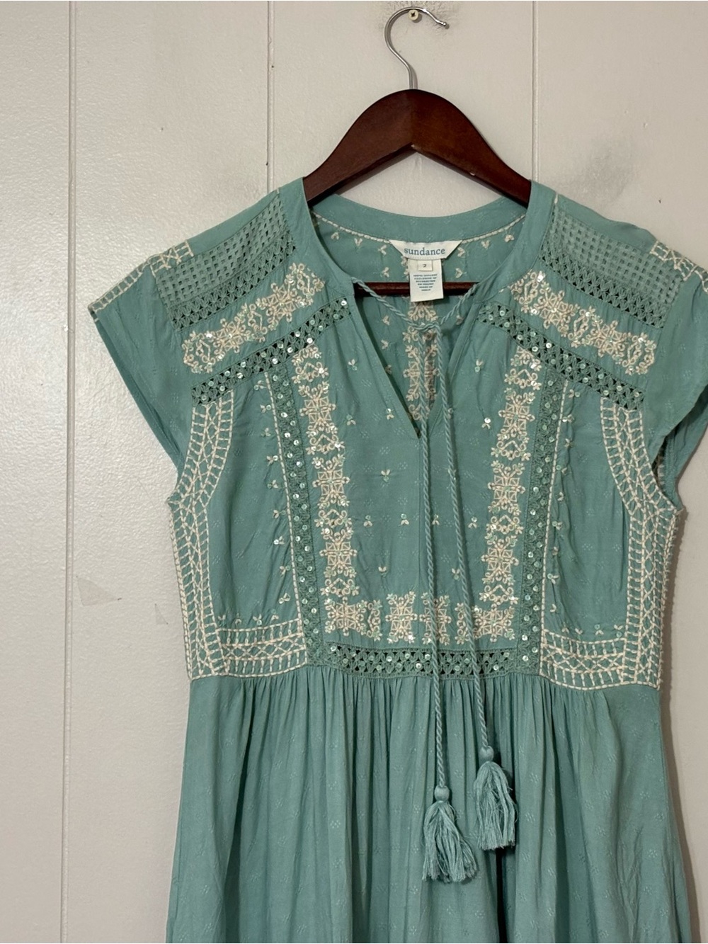 Sundance Aura  Embroidered Dress Size 2 Cottagecore Festival - Picture 2 of 8